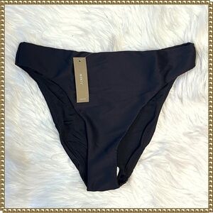 J Crew Black Ribbed Bikini Swimsuit Bottom Medium NWT